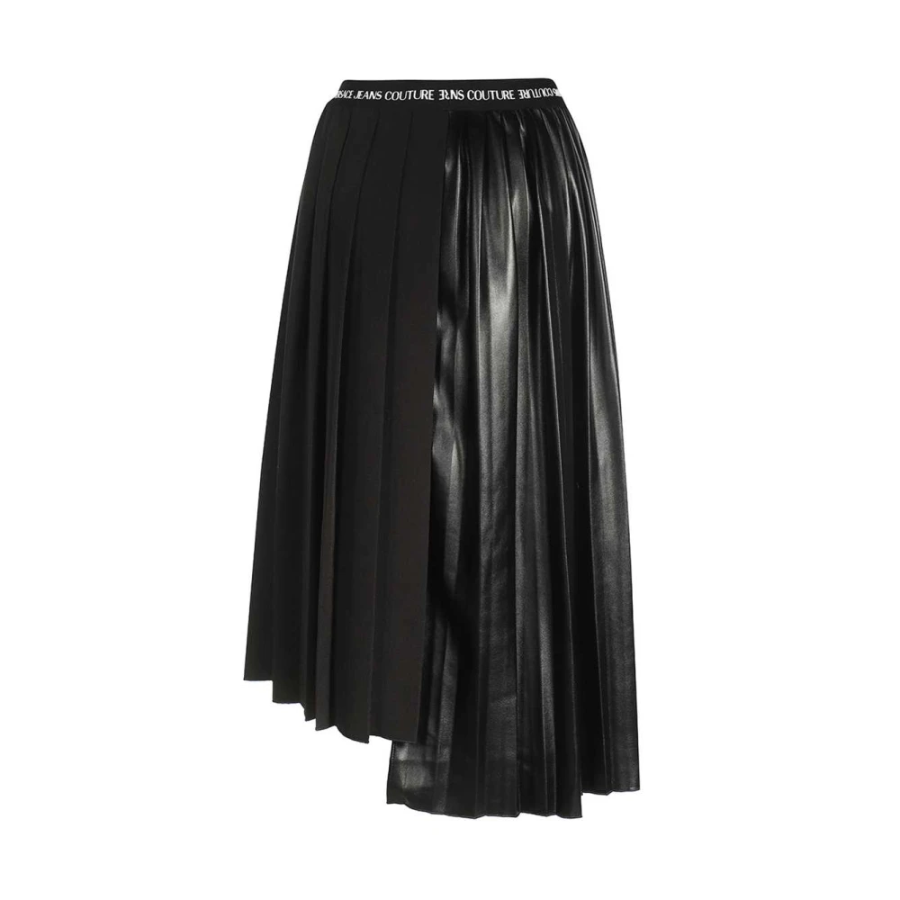 Versace Jeans Couture Geplooide Rok met Contrasterend Logo Black Dames