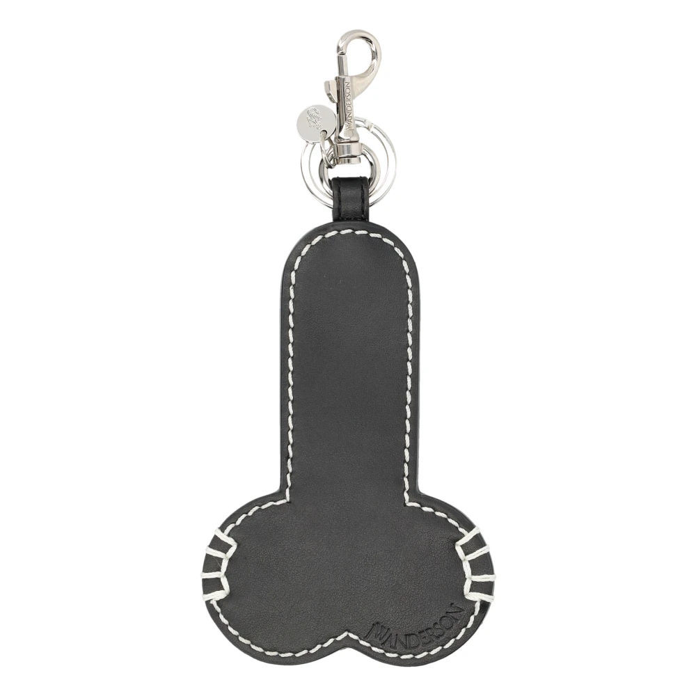 JW Anderson Zwarte Leren Sleutelhouder met Zilverkleurige Hardware Black Unisex