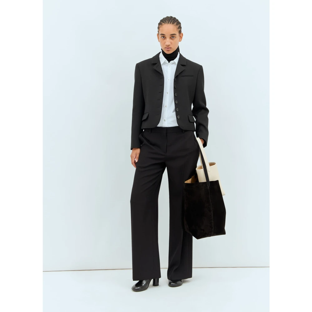 The Row Wollen op maat gemaakte broek met persplooien Black Dames