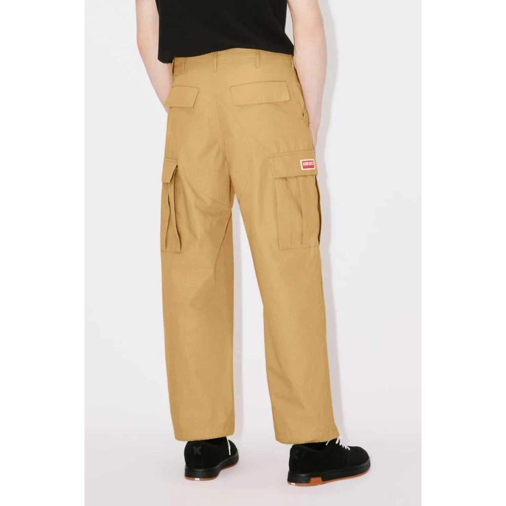 Kenzo Camel Cargo Broek Vintage Stijl Brown Heren
