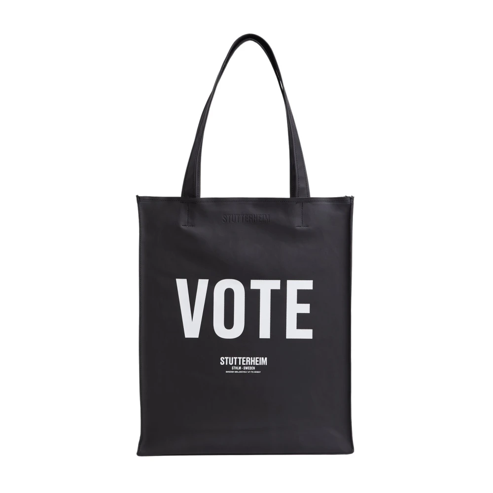 Stutterheim Stevige Tote tas met essentiële boodschap Black Dames