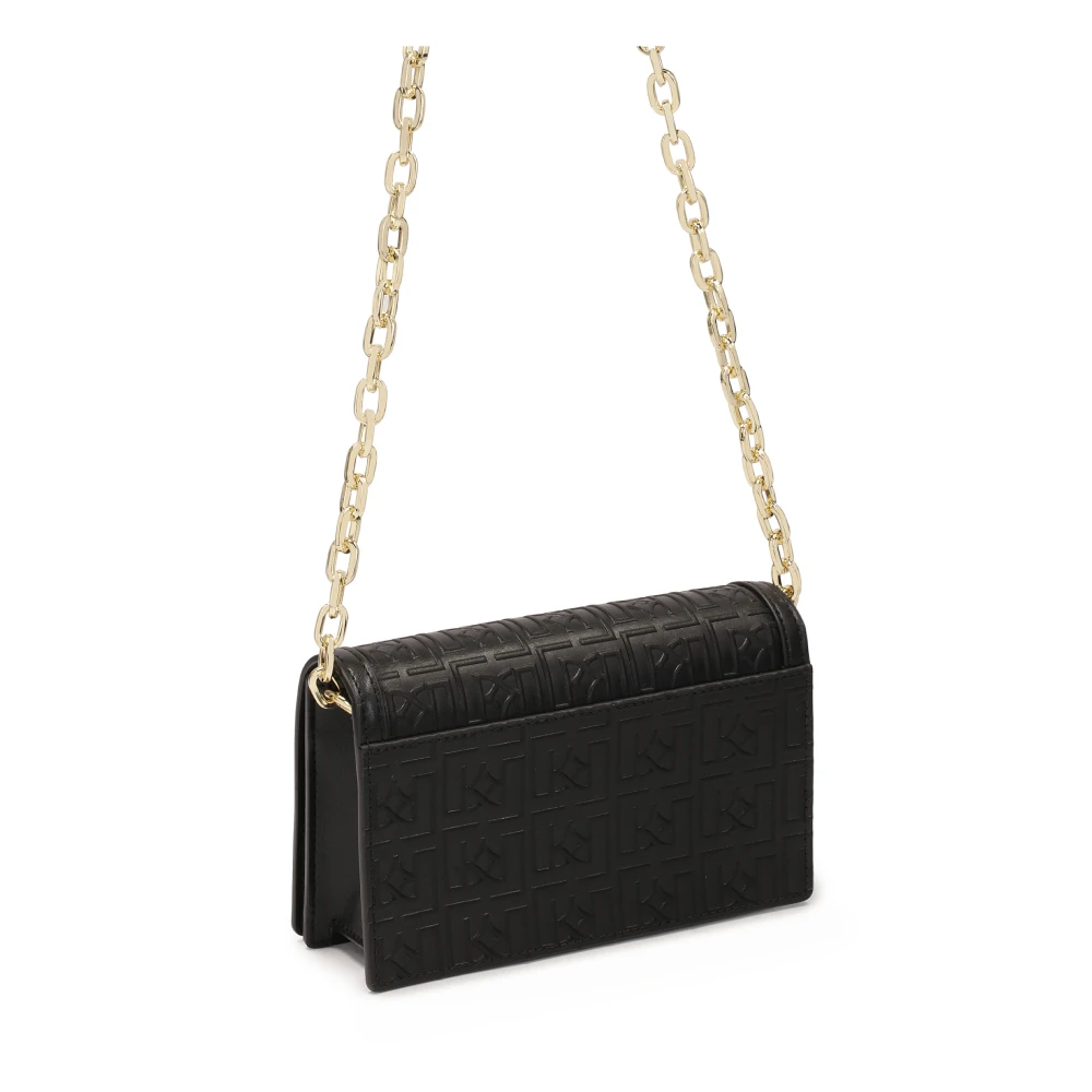 Kazar Zwarte monogram handtas met riem en ketting Black Dames