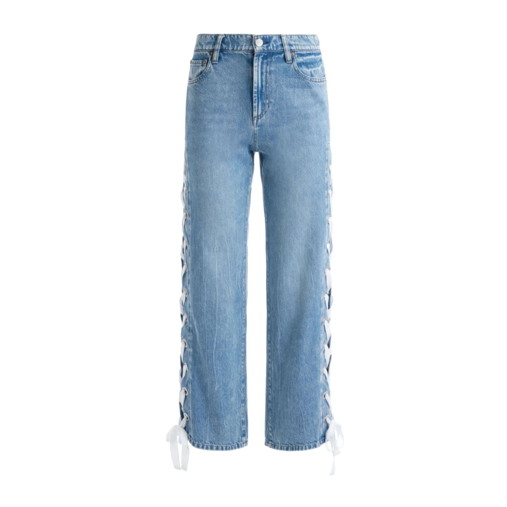 Alice + olivia Blauwe Lace-Up Cropped Jeans Blue Dames