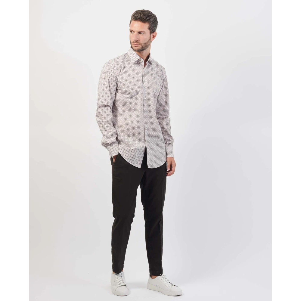 Hugo Boss Beige Bedrukt Overhemd Slim Fit Beige Heren