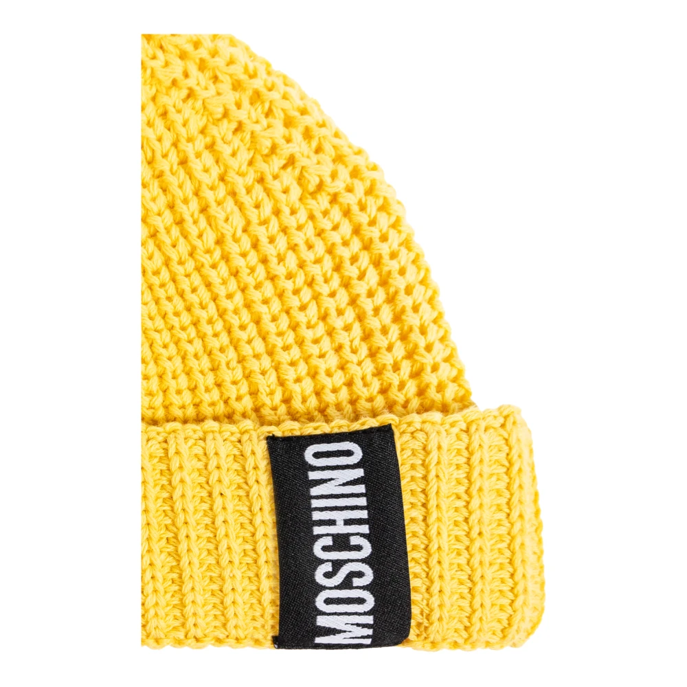 Moschino Katoenen pet met logopatch Yellow Unisex