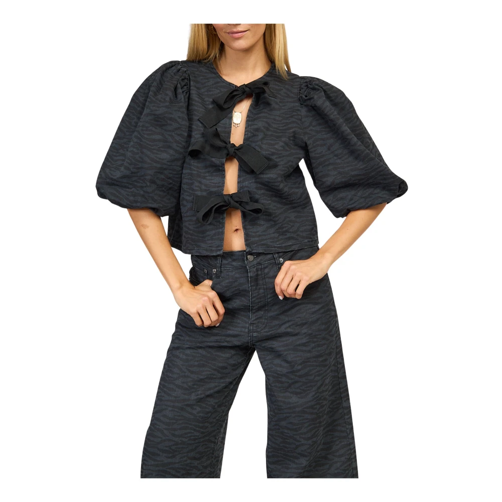 Co'Couture Animalier Strikblouse Black Dames