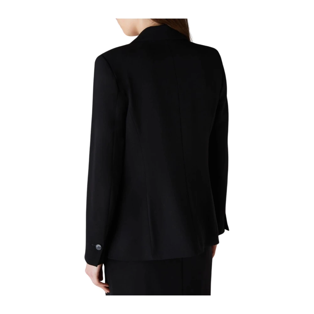 Marella Zwarte Twill Stretch Blazer Jas Black Dames