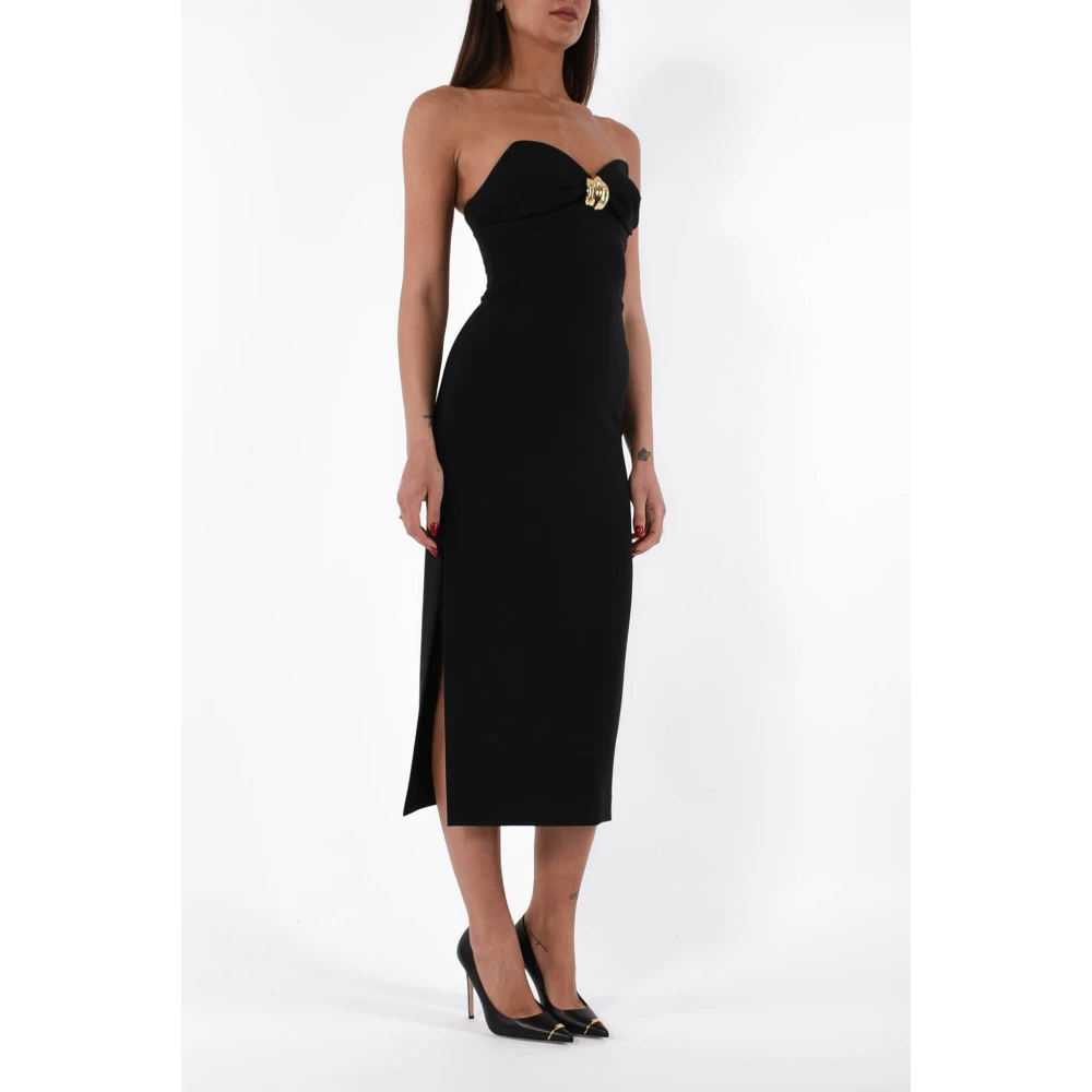 Elisabetta Franchi Midi jurk met grote strikdetail Black Dames