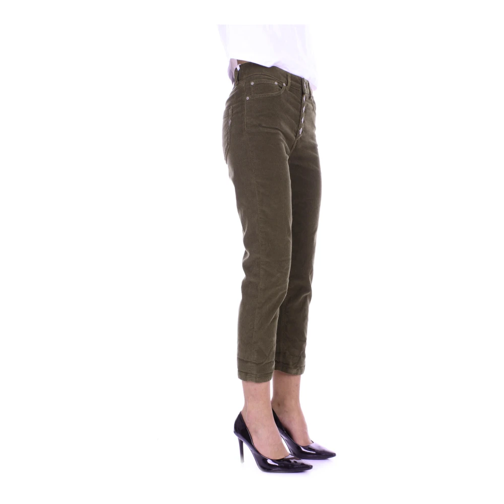 Dondup Groene broek met zijlogo Green Dames