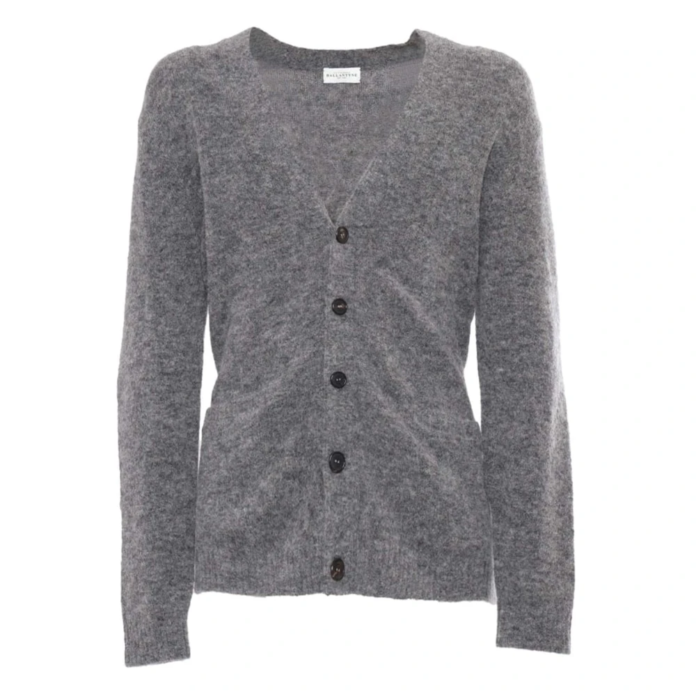 Ballantyne Derby V Neck Cardigan Gray Heren