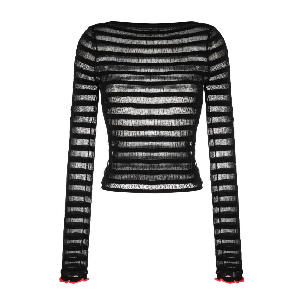Proenza Schouler Multicolor Sheer Stripe Casual Sweatshirt Black Dames
