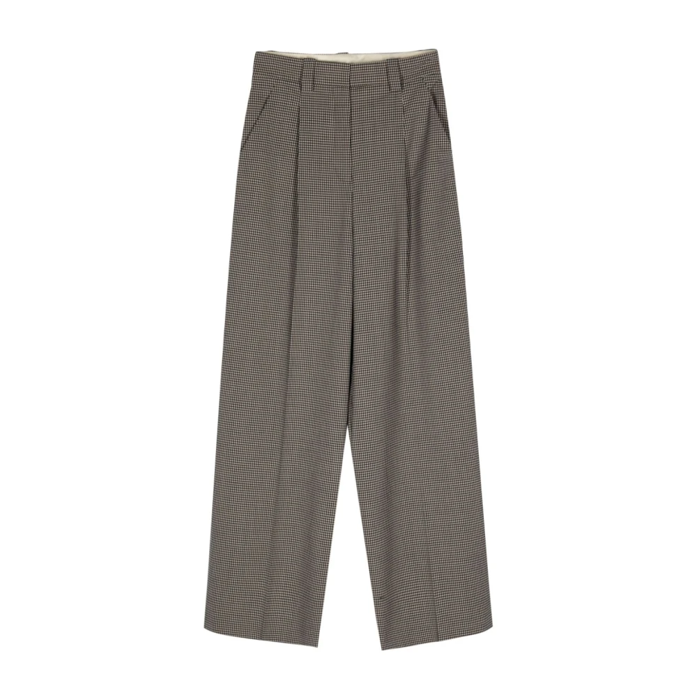 Alysi Women's Blue Wool Blend Wide-Leg Trousers