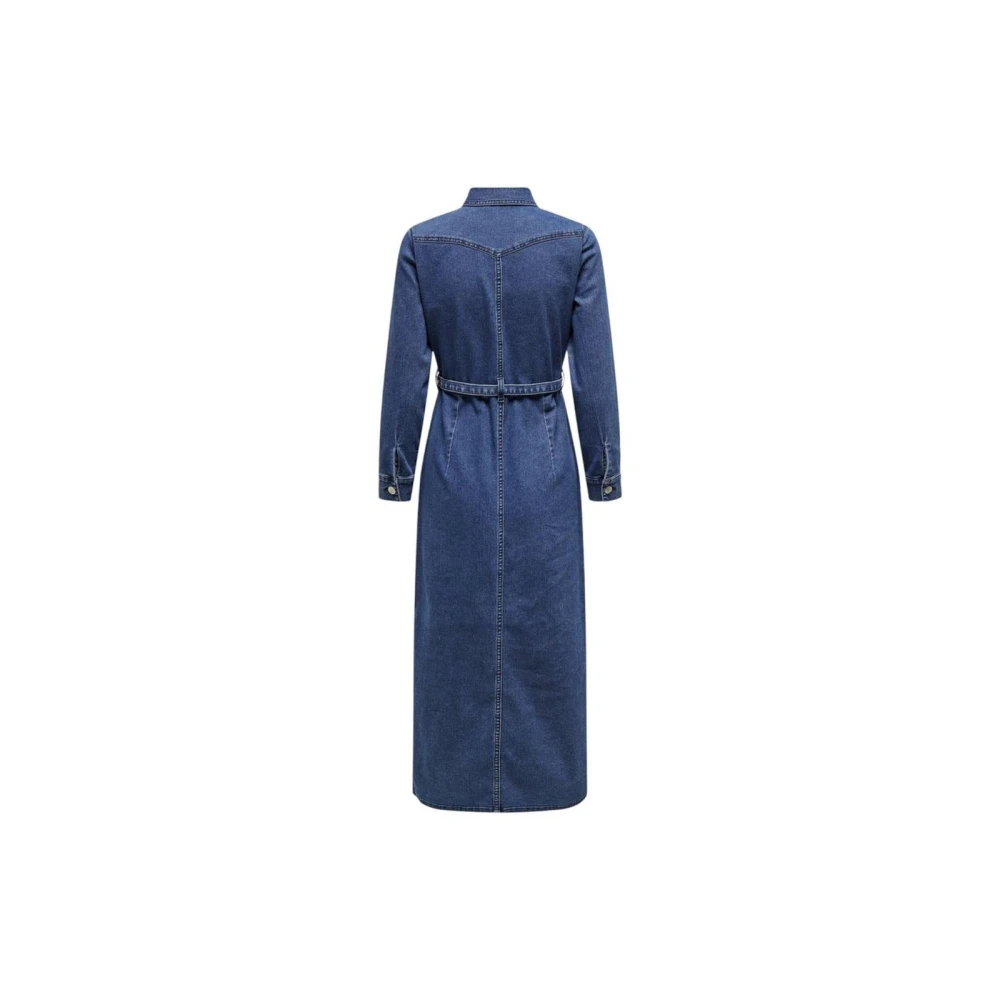 Only Blauwe Denim Overhemdjurk Carla Blue Dames