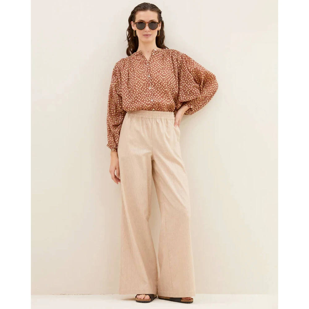By-Bar Lurex Gestreepte Broek Beige Dames