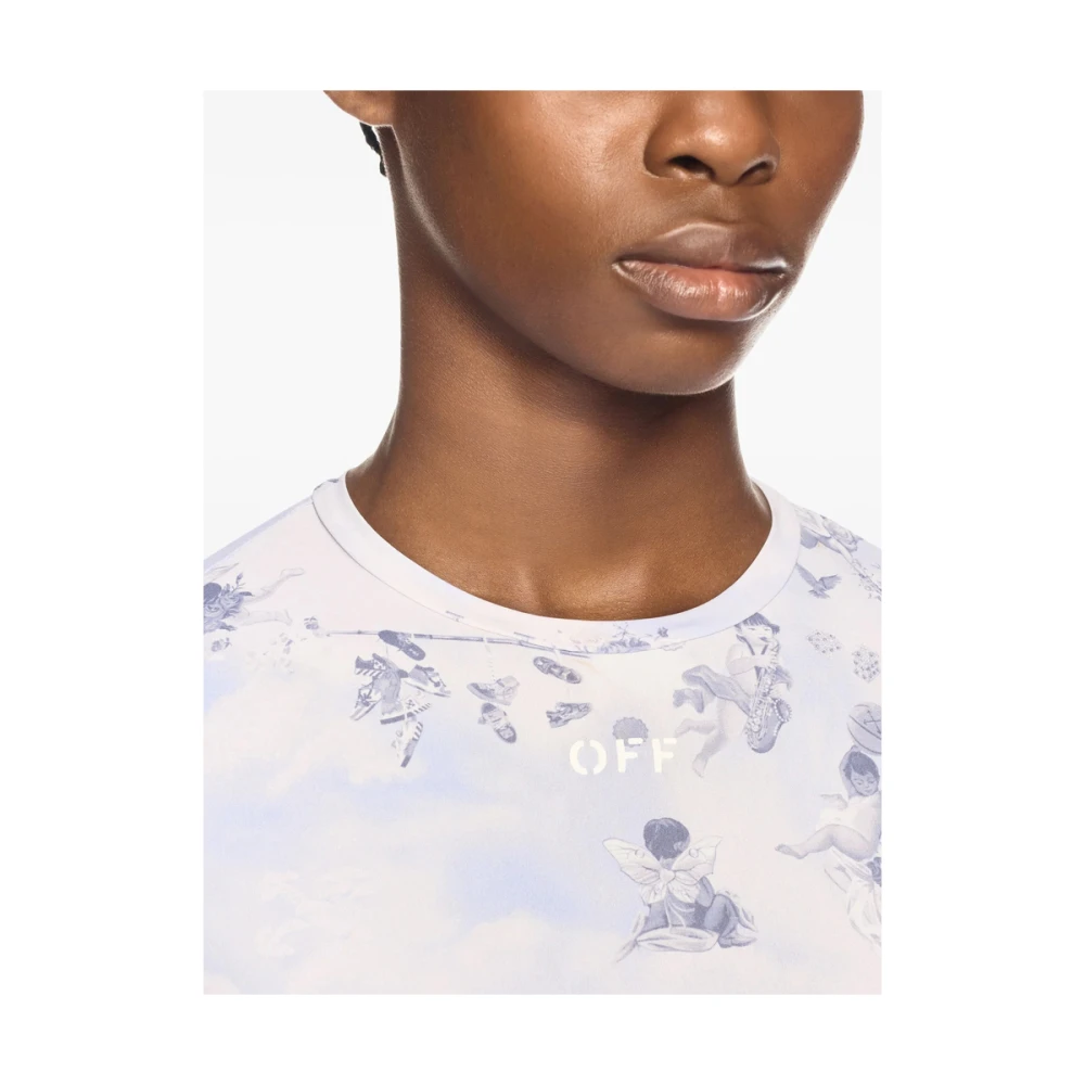 Off White Paarse Crew Neck Sweater Purple Dames