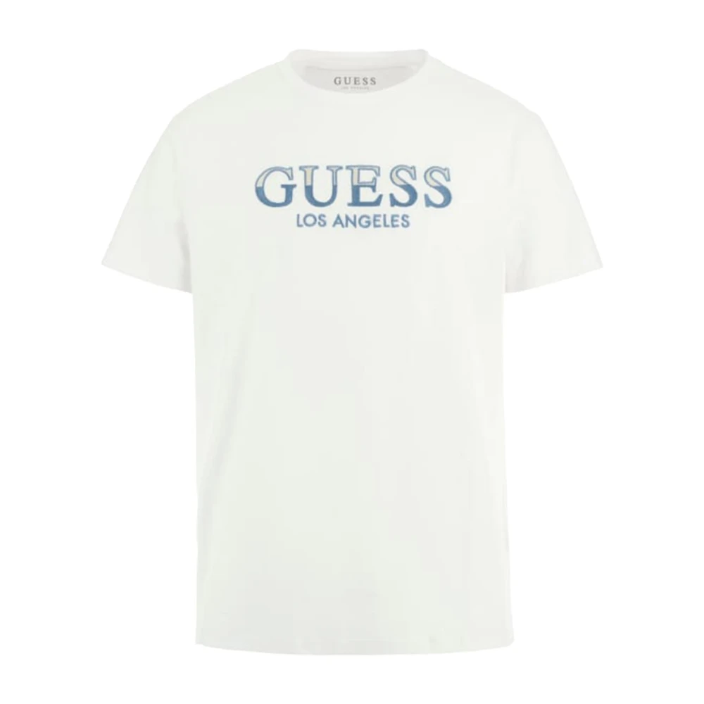 Guess Katoen Logo T-shirt Wit White Heren