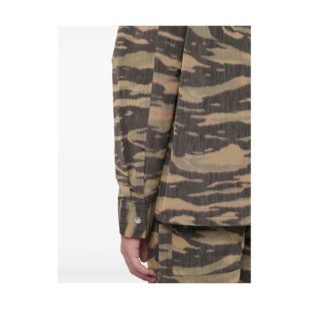 Jil Sander Zebra Print Zijden Overhemd Green Heren