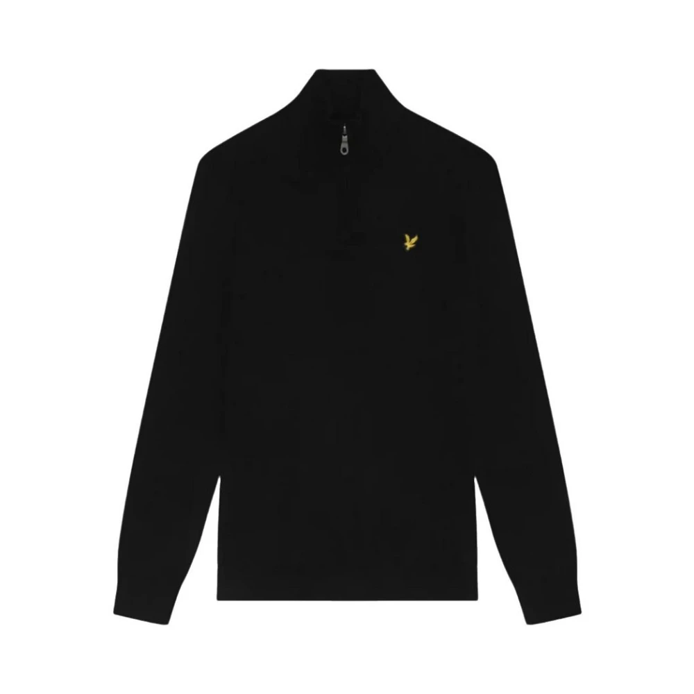 Lyle & Scott Cotton Merino 1/4 Zip Jumper - Male - Turtlenecks - Black - S - Knitwear