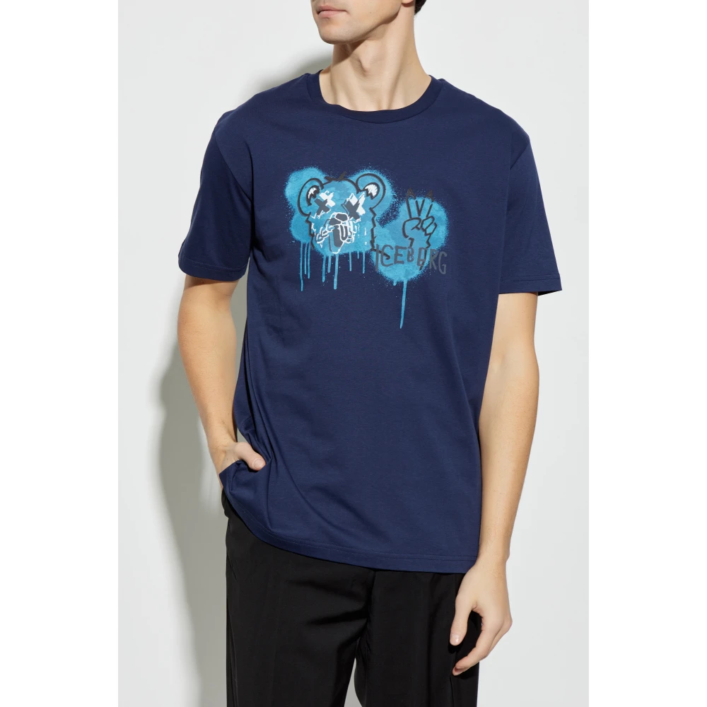 Iceberg T-shirt met print Blue Heren