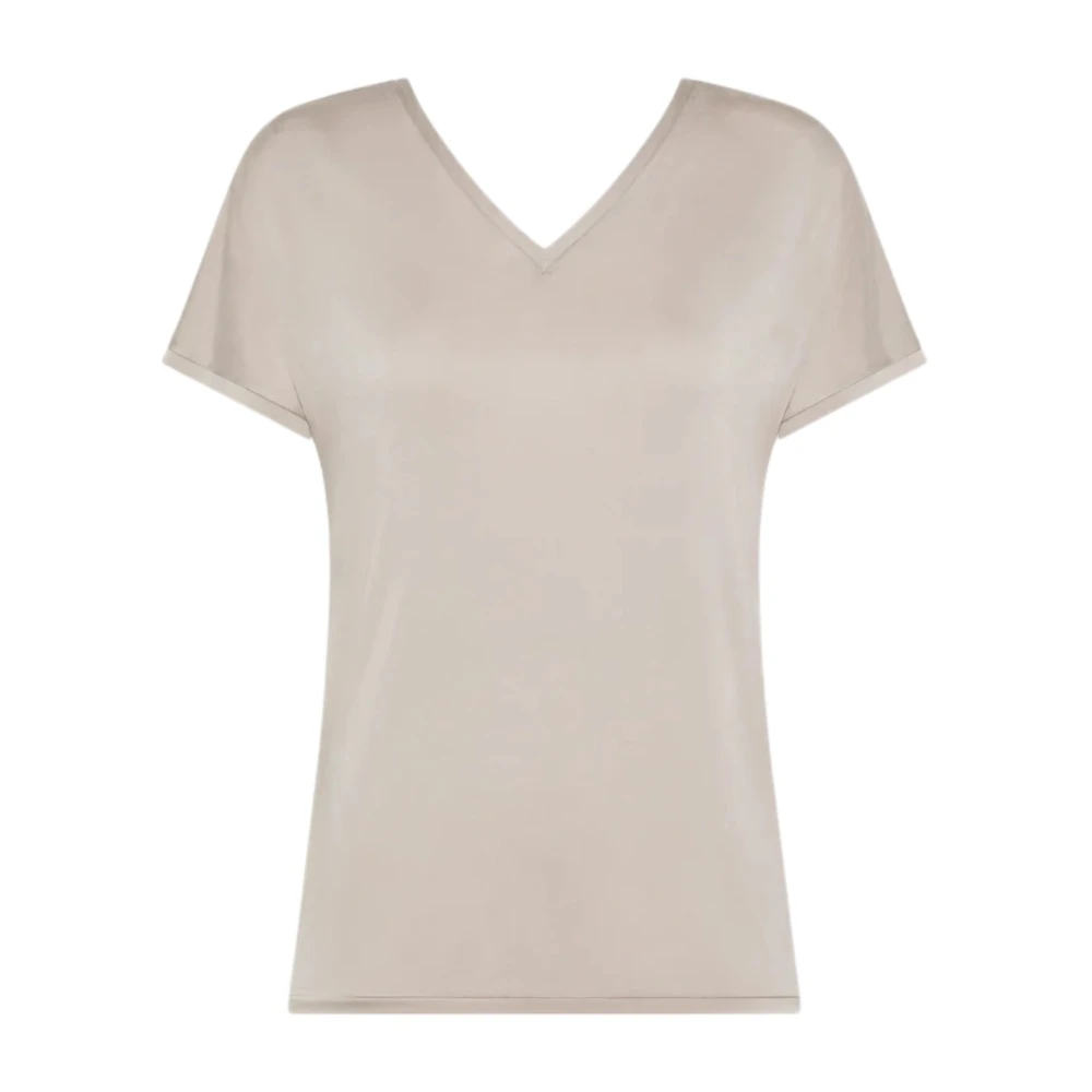 Rrd Women's Beige Cupro V-Neck Shirty - T-Shirts - L - Tops