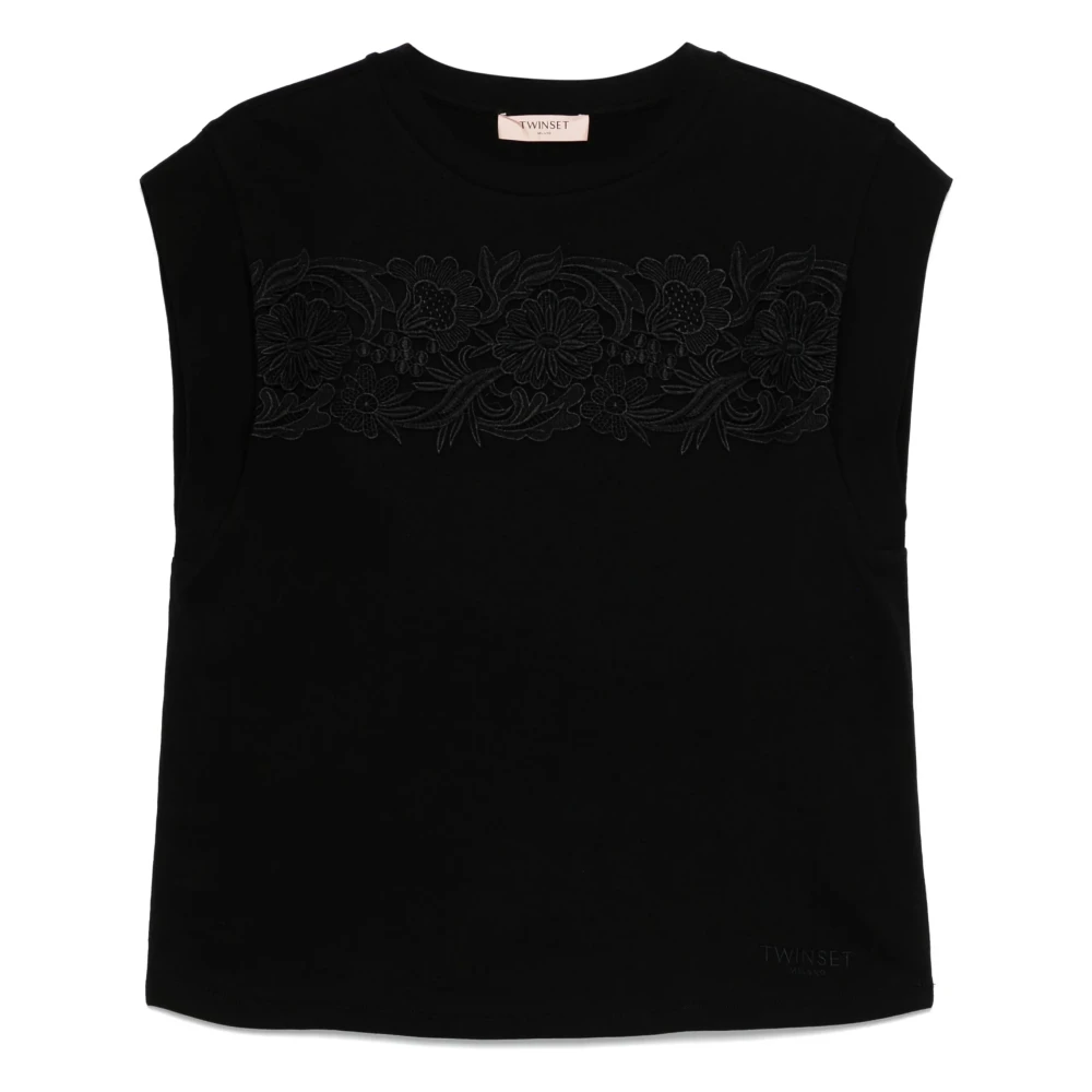 Twinset Kanten Inzet T-Shirt Black Dames