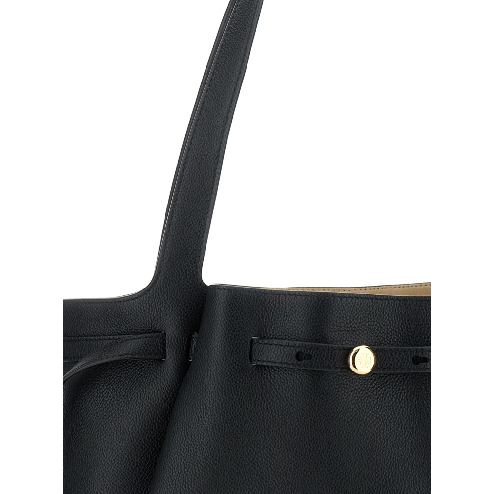 TORY BURCH Zwarte Tote Tas met Trekkoordsluiting Black Dames