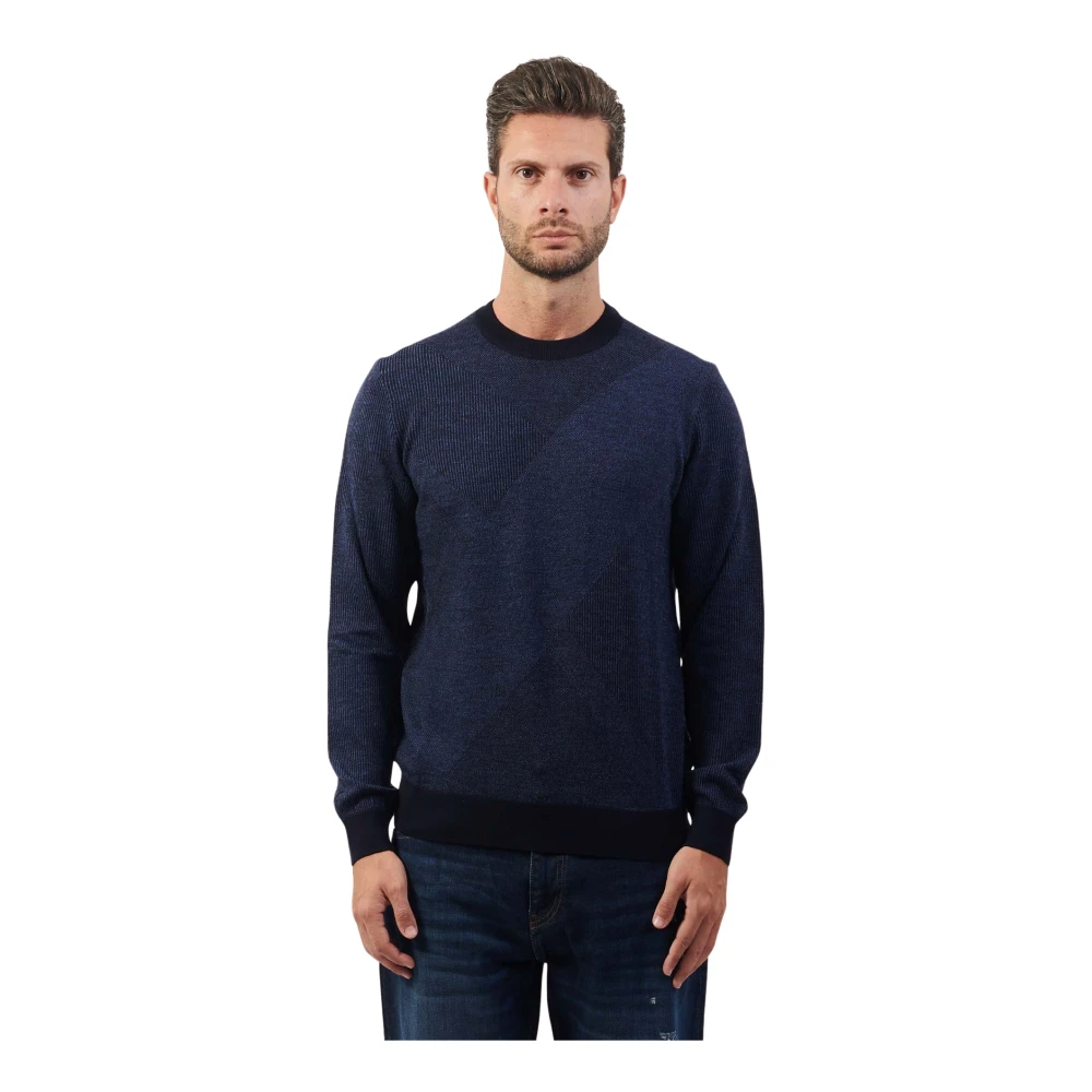 Hugo Boss Merinowol Pullover Klassieke Stijl Blue Heren