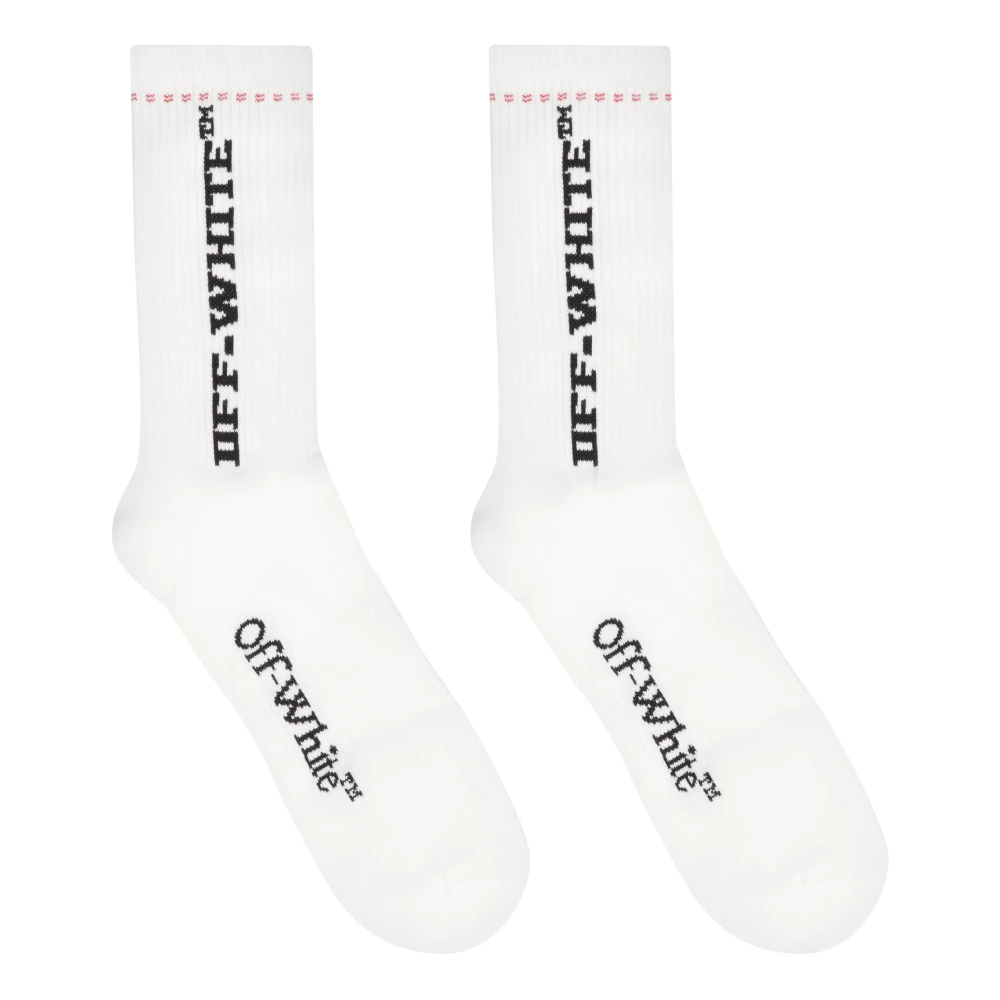 Off White Logo Intarsia Katoenen Sokken White Heren