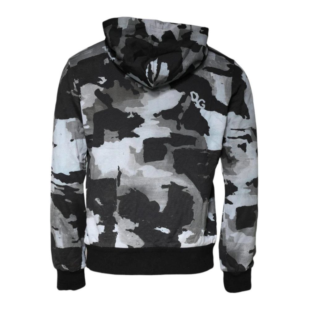 Dolce & Gabbana Camouflage hoodie met logodetails Multicolor Heren