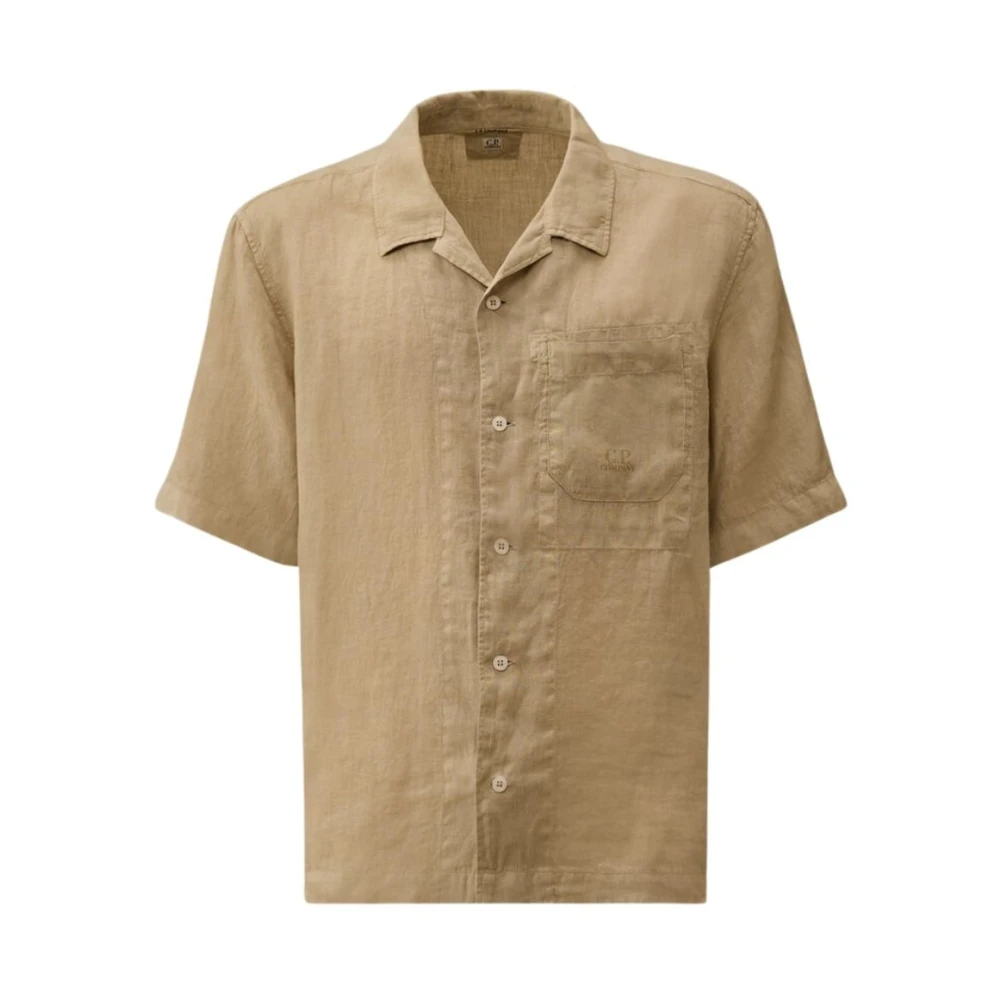 C.p. Company Men's Beige Short Sleeve In Popeline - Short Sleeve Shirts - Xl - Shirts