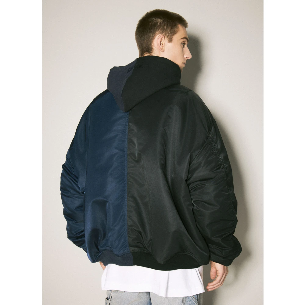 Vetements Omkeerbare capuchonbomberjas met ribboorden Black Heren