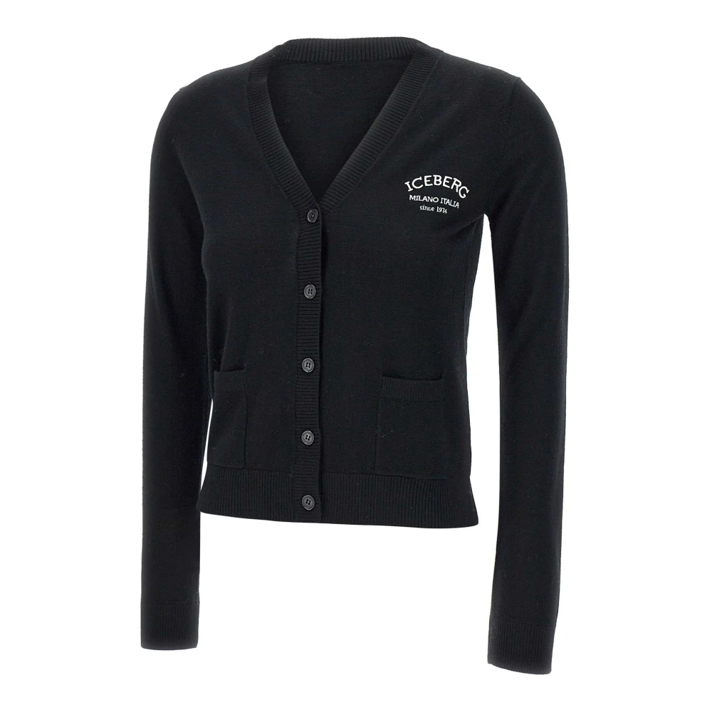Iceberg Zwarte Wollen Vest met V-Hals Black Dames