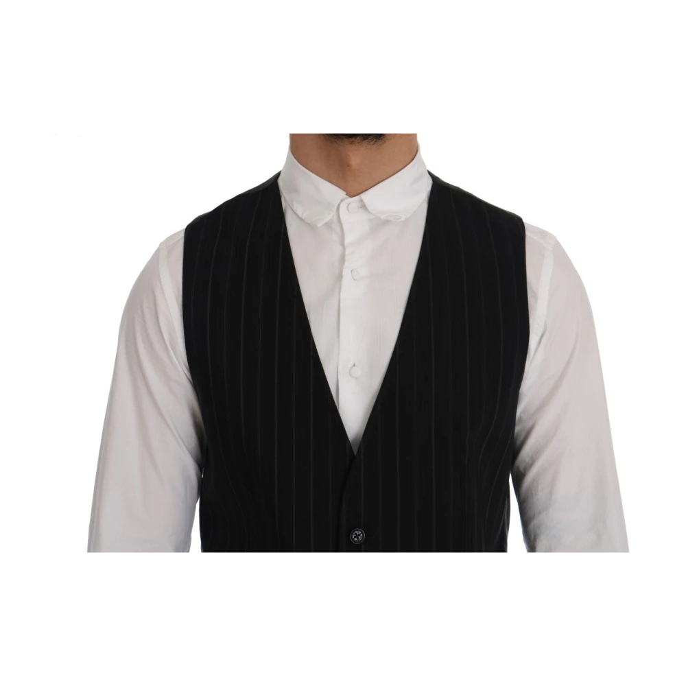 Dolce & Gabbana Elegante Gestreepte Vest Black Heren