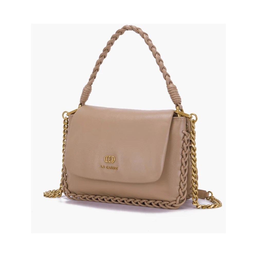 La Carrie Beige Leren Schoudertas met Kwastjes Beige Dames