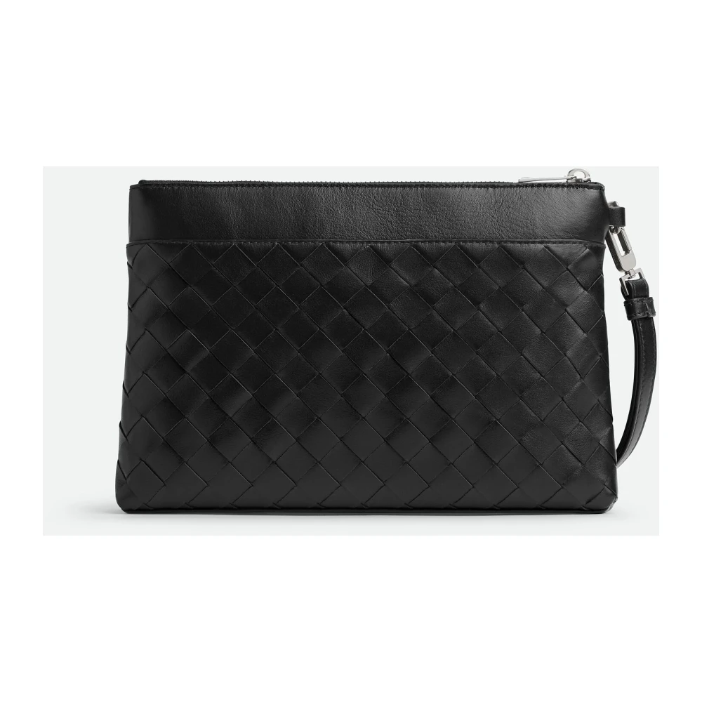 Bottega Veneta Zwarte Leren Clutch met Kaartsleuven Black Heren
