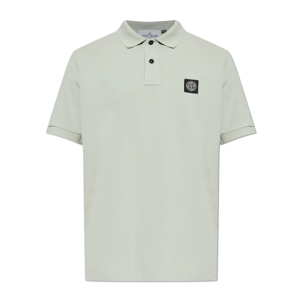 Stone Island Men's Green Polo Shirts, Xl, Polo Shirt With Logo Patch