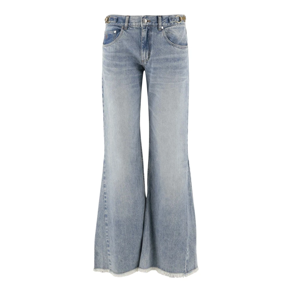 Stella Mccartney Wijde Pijp Denim Jeans met Geborduurd Logo Blue Dames