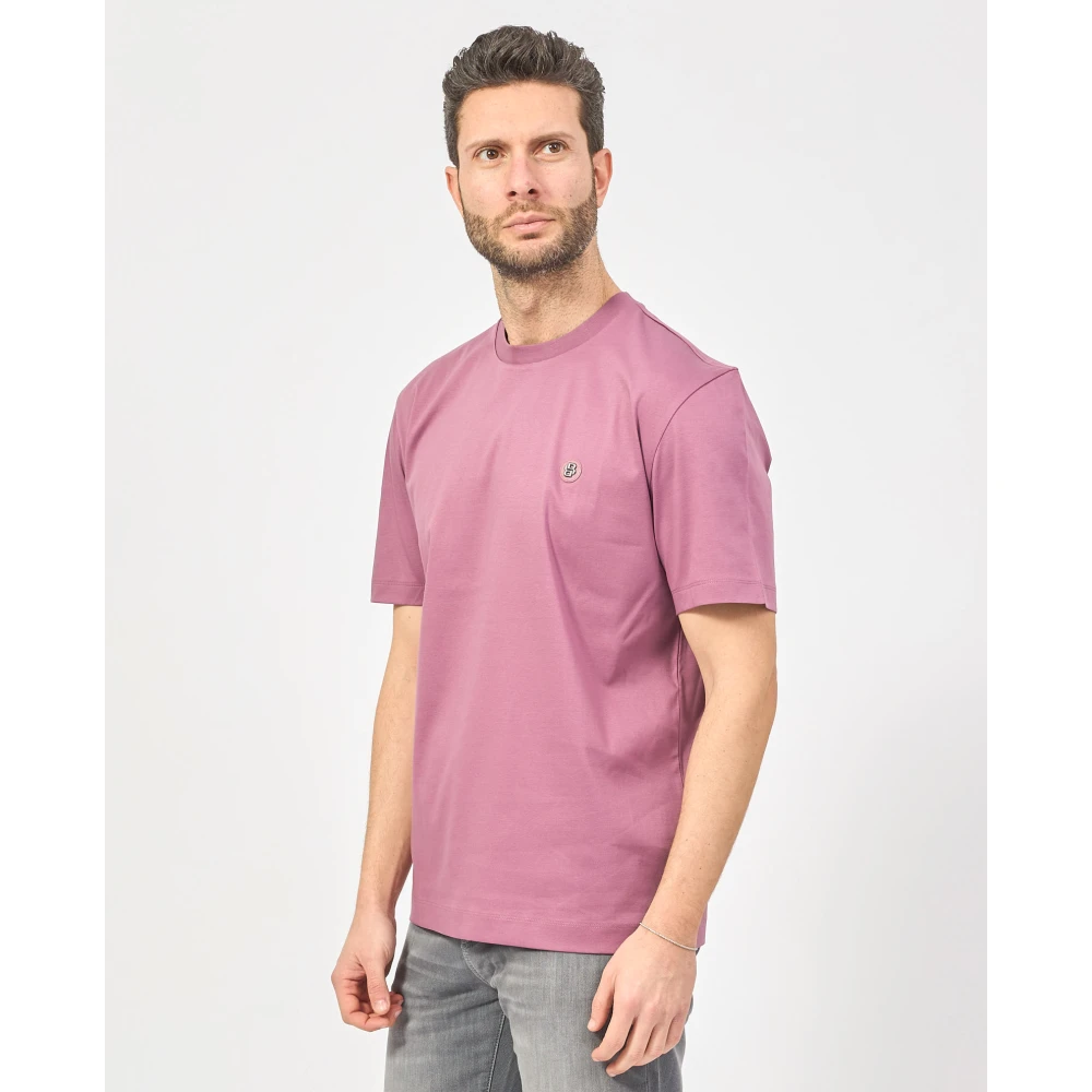 Hugo Boss Paarse T-shirt met Double B-monogram Purple Heren