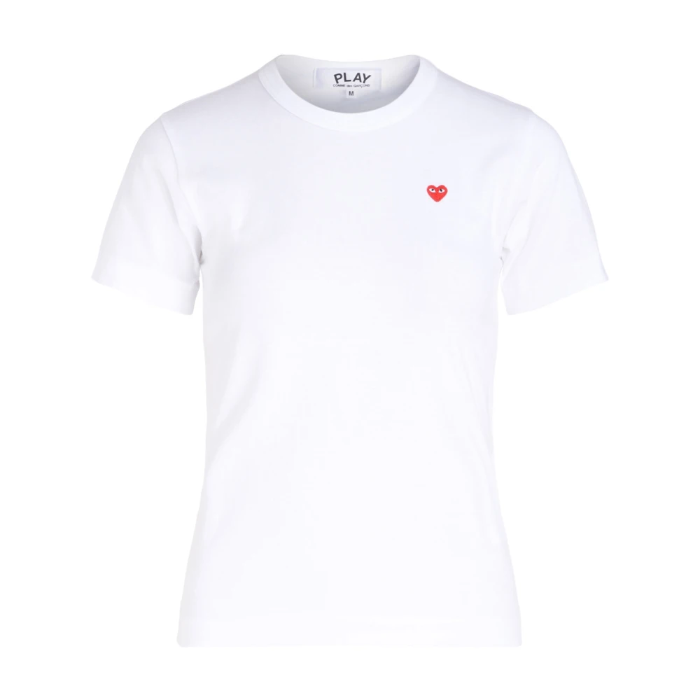 Comme des Garçons Play Dames T-shirt met rode hartapplicatie White Dames