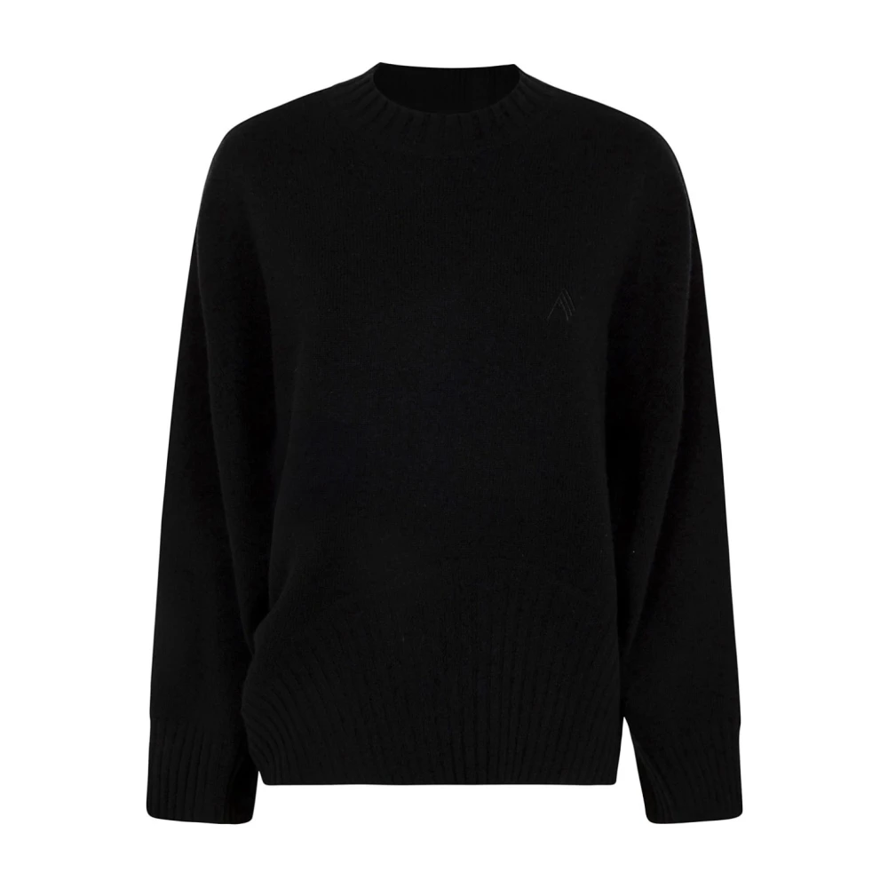 The Attico Zwarte Geborduurde Trui met Asymmetrische Zoom Black Dames