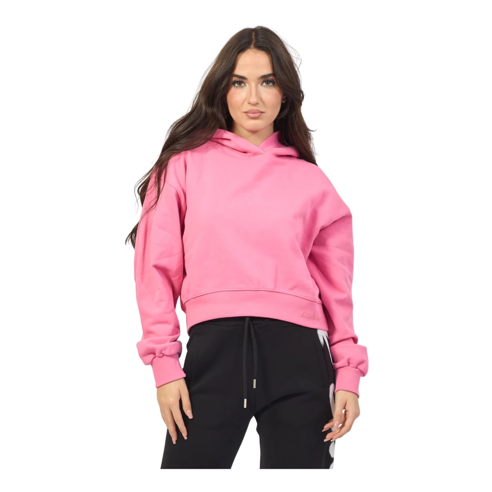 Disclaimer Roze Cropped Hoodie met Logopatch Pink Dames