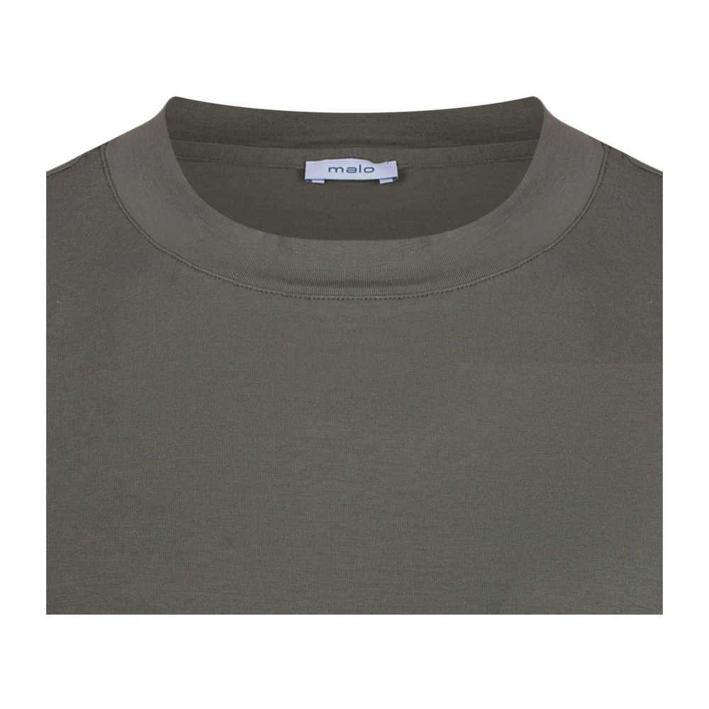 Malo Donker Zand T-shirt met Ronde Hals Gray Heren