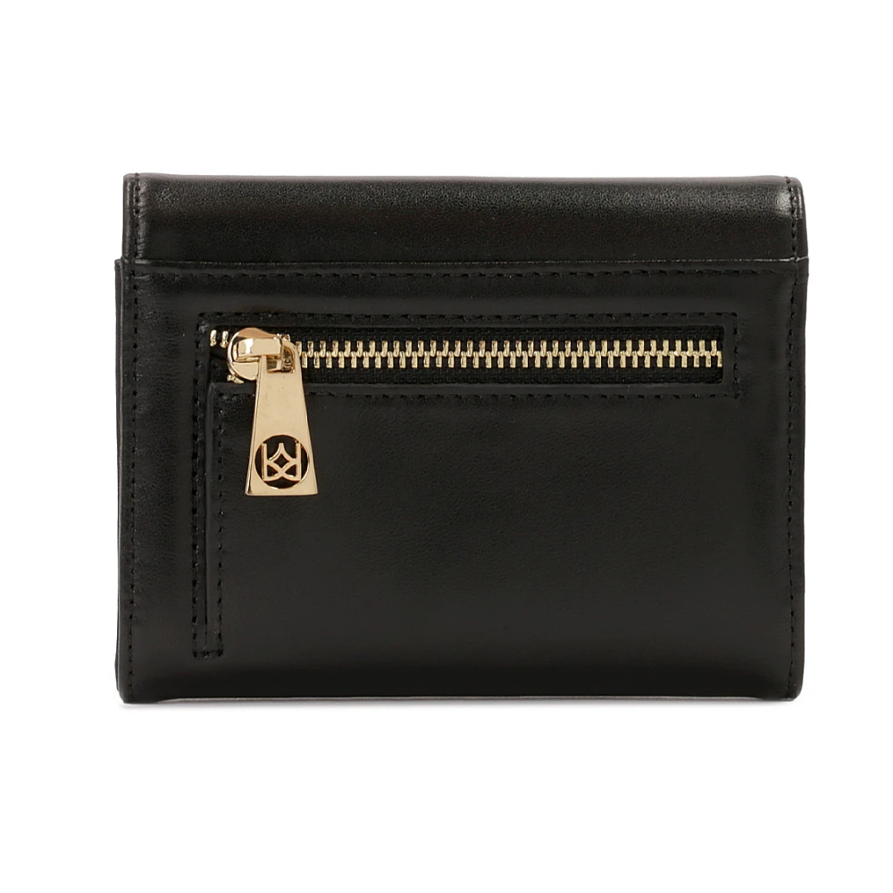 Kazar Compacte leren portemonnee met drukknoopsluiting Black Dames