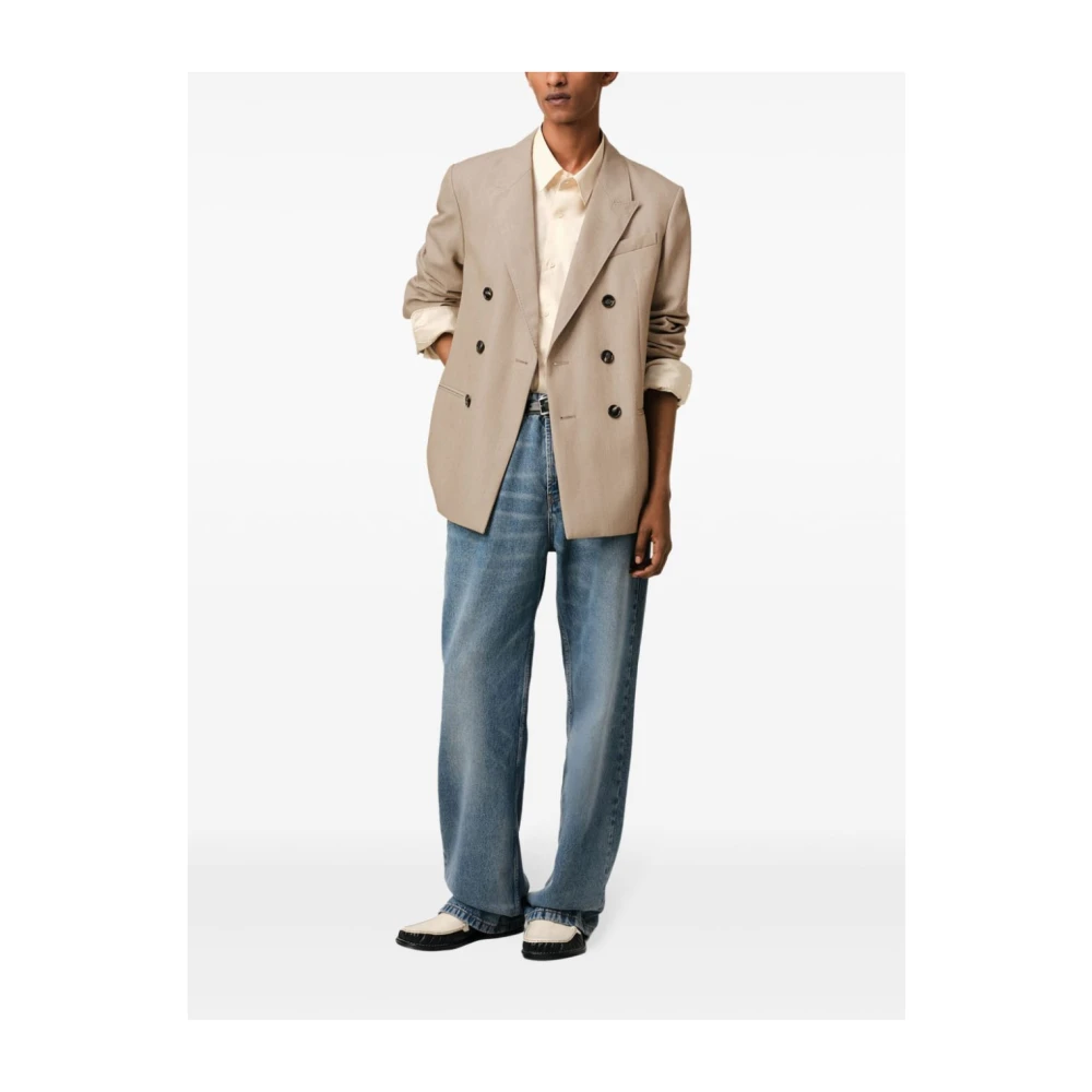 Ami Paris Stijlvol Zwart Splitjasje Beige Dames