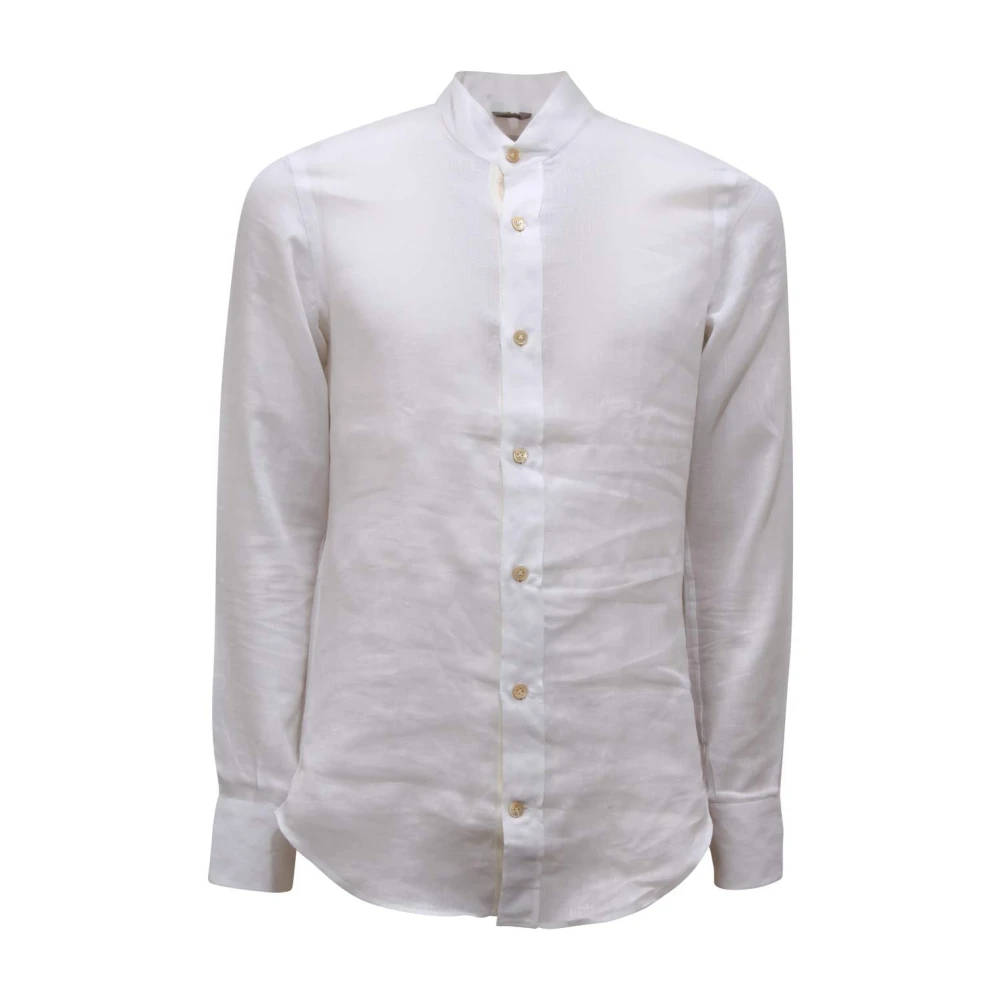 Eleventy Men's White Casual Shirts, S, Linen Korean Shirt Made In Italy