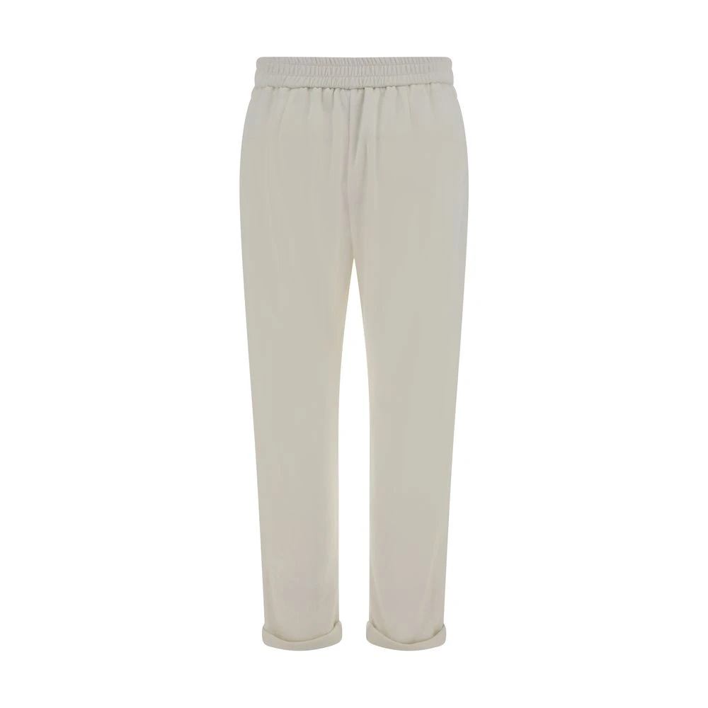 BRUNELLO CUCINELLI Katoenen Broek met Juweelversieringen White Dames
