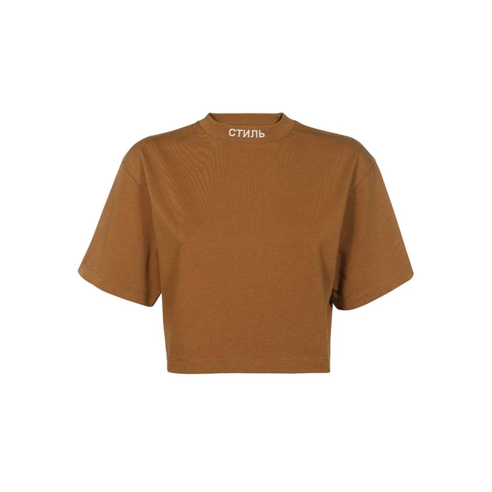 Heron Preston Geborduurd Logo T-Shirt Brown Dames