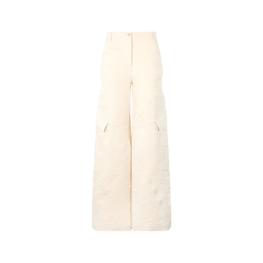 Roberto Cavalli Women's Beige Zebra Embroidered Wide Leg Pants
