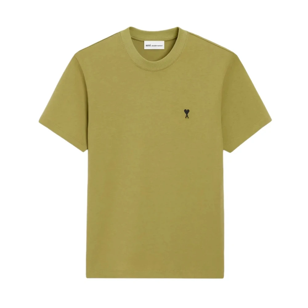 Ami Paris Men's Green T-Shirts, 2XL, De Coeur T-Shirt