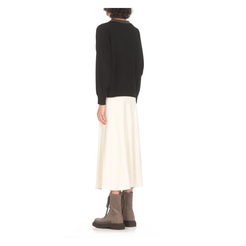 BRUNELLO CUCINELLI Zwarte Cashmere V-Hals Trui Black Dames